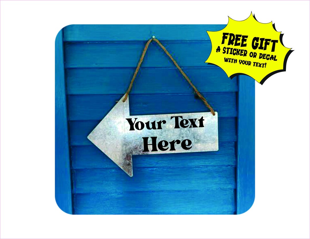 Arrow Sign, Personalized Hanging Sign, Galvanized Signs, Custom Metal ...