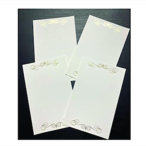 Blank white postcards, pack of 20 letter writing paper, half letter, writing paper set, thick white paper, paper golden accent