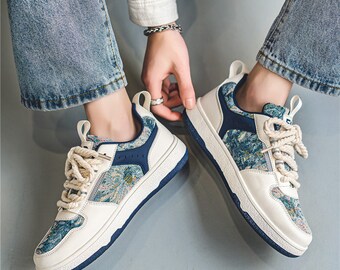 Men's Fashion All-matching Casual Pumps,The Starry Night sneakers, art on shoes, Van Gogh , Starry Night art , Art history