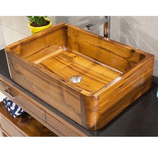 Handmade wooden Teak Wood BathSink,Handcarve basin,Wooden basin Gorgeous teakwood pattern Naturally stain resistant Sustainably sourced wood