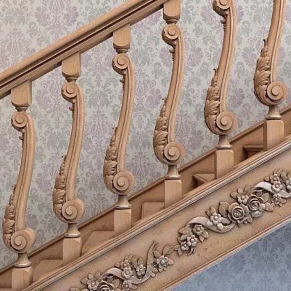 Hand Carved Decorative Wood Post, Carved Stair Newel Style Post, Staircase Design Pliers Craving Baluster Gorgeous Design Stairs