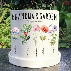 Omas Geschenk, personalisierter Geburtsmonat Blumenpflanzentopf, benutzerdefinierter Omas Garten, Pflanzentopf, Muttertagsgeschenke, Muttergeschenke von Tochter