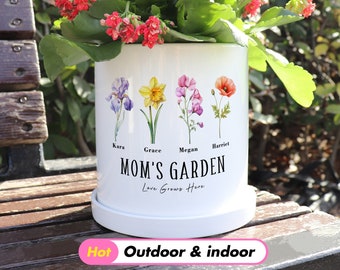 Personalized Flower Pot,Birth Month Flower plant Pot,Custom Grandma's Garden,Grandma's Gift,Plant Pot,Mother's Day Gifts
