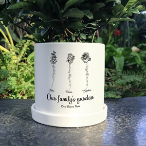 Personalized Birth Flower Plant Pot,Custom Grandma's Garden Plant Pot,Outdoor Flower Pot,Mother's Day Gifts image 7