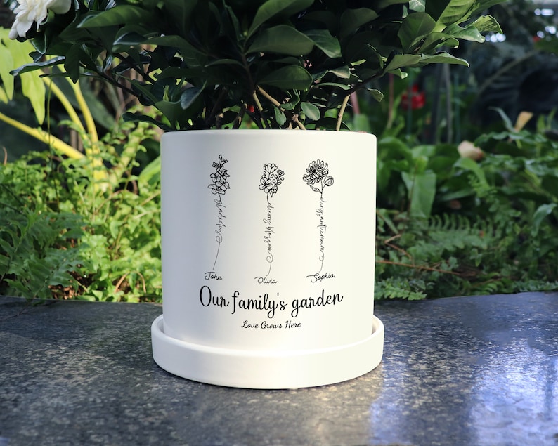 Personalized Birth Flower Plant Pot,Custom Grandma's Garden Plant Pot,Outdoor Flower Pot,Mother's Day Gifts image 7