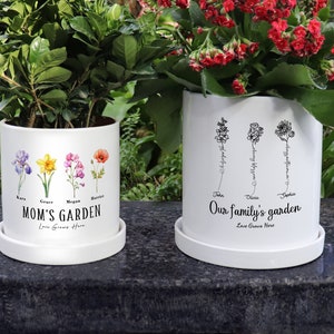 Personalized Birth Flower Plant Pot,Custom Grandma's Garden Plant Pot,Outdoor Flower Pot,Mother's Day Gifts image 2