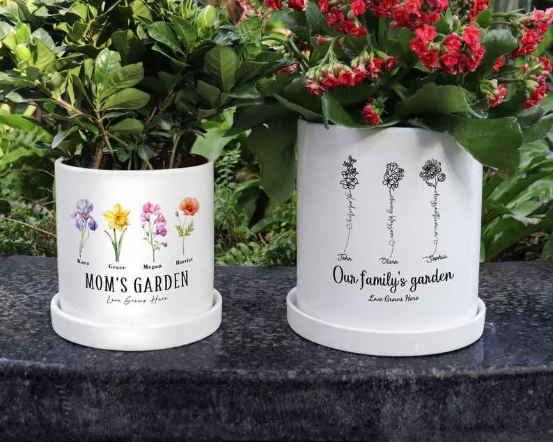 Personalized Birth Flower Plant Pot,Custom Grandma's Garden Plant Pot,Outdoor Flower Pot,Mother's Day Gifts image 2