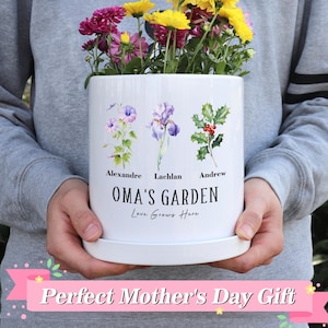 Personalized Birth Flower Plant Pot,Custom Grandma's Garden Plant Pot,Outdoor Flower Pot,Mother's Day Gifts