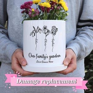Gepersonaliseerde bloempot voor geboorte, plantenpot op maat, bloempot voor buiten, verjaardagscadeaus,