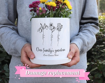 Personalized Birth Flower Plant Pot,Custom Garden Plant Pot,Outdoor Flower Pot,Birthday Gifts,
