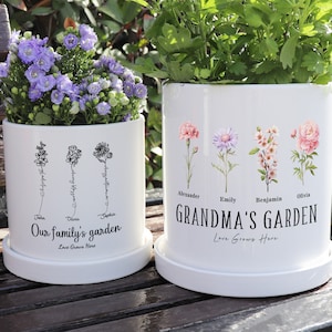 Grandma's GiftPersonalized Birth Month Flower plant Pot,Custom Grandma's Garden,Plant Pot,Mother's Day GiftsMom Gifts from Daughter image 9