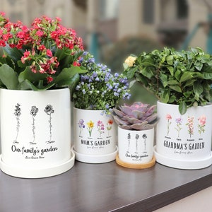 Personalized Birth Flower Plant Pot,Custom Grandma's Garden Plant Pot,Outdoor Flower Pot,Mother's Day Gifts image 4