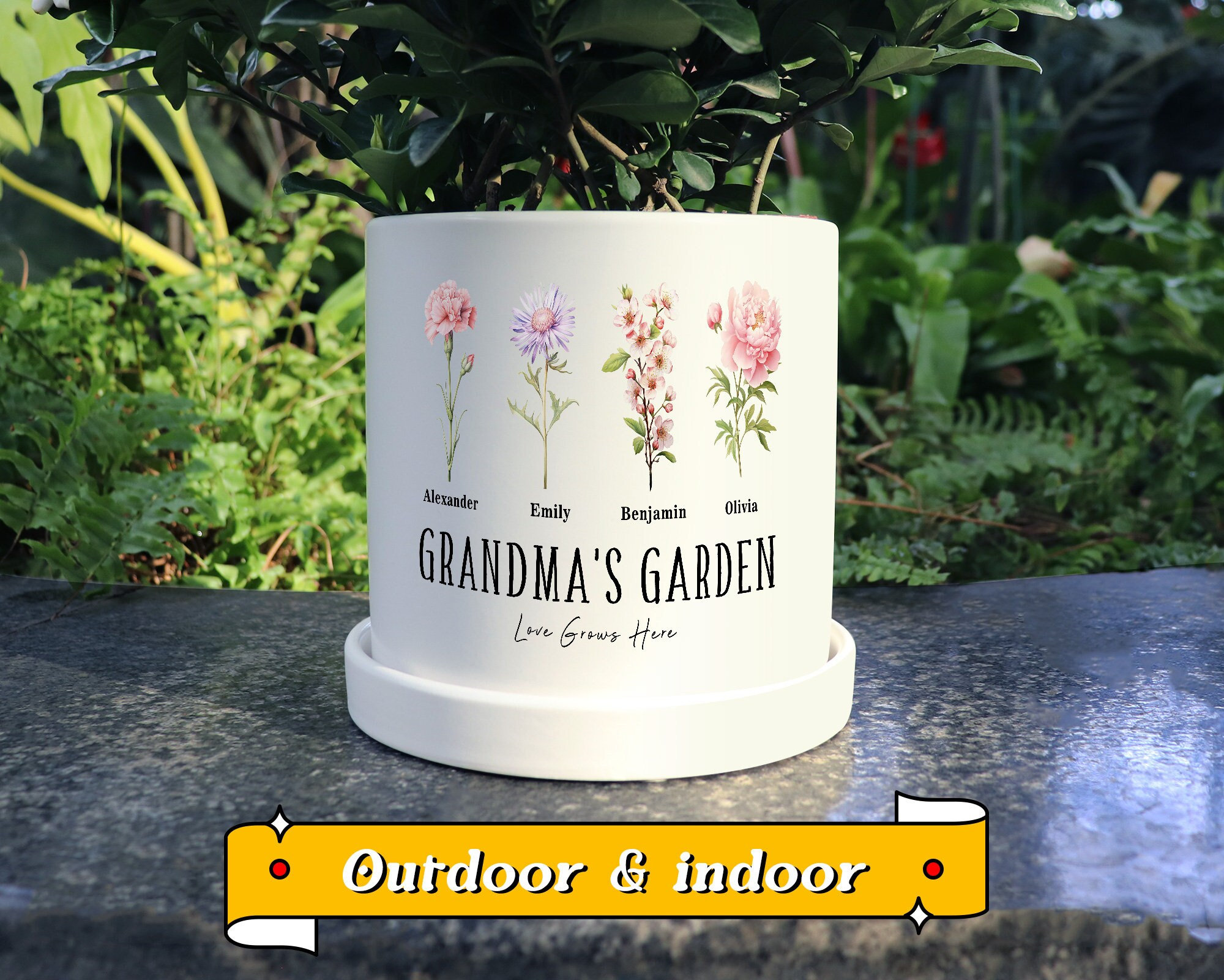Grandma's Gift，Personalized Birth Month Flower plant Pot,Custom Grandma's Garden,Plant Pot,Mother's Day Gifts，Mom Gifts from Daughter