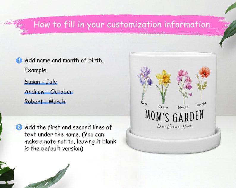 Grandma's GiftPersonalized Birth Month Flower plant Pot,Custom Grandma's Garden,Plant Pot,Mother's Day GiftsMom Gifts from Daughter image 6