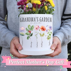 Personalisierter Geburts-Blumenblumentopf, kundenspezifischer Omas Garten-Blumentopf, Blumentopf im Freien, Muttertagsgeschenk