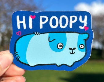 Hi Poopy Vinyl Sticker | waterproof water bottle decorations, stationary