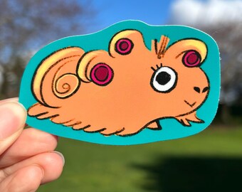 Guinea Pig Hair Rollers Vinyl Sticker | waterproof water bottle decorations, stationary