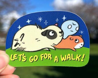 Let's Go For A Walk! Vinyl Sticker | waterproof water bottle decorations, stationary