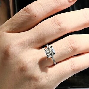 10K/14K/18K Solid Gold Asscher Cut Moissanite Engagement Ring, Vintage Hiden Halo Pave Solitaire Wedding Ring, Anniversary Gift For Woman