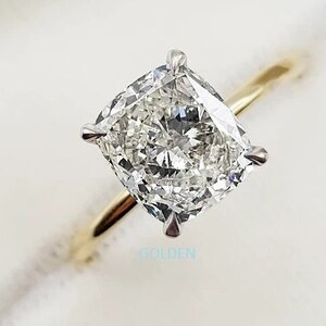 1.70 CT Ice Crushed Cushion Cut Ring, Engagement Wedding Ring, Moissanite Engagement Ring, Forever One, Square Cushion