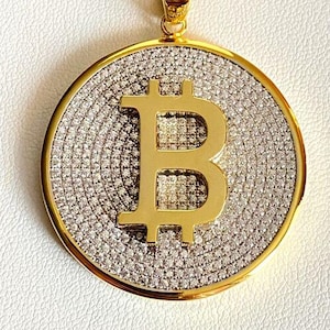 Colgantes de Bitcoin con diamantes, colgante de Bitcoin con moissanita, joyería de hip hop con nombre personalizado, disco redondo, colgante de moissanita completo para hombres