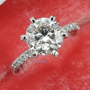 2 Ct Round Cut Moissanite Engagement Ring, Moissanite Engagement Wedding Ring, Dainty Round ring, Delicate Round Engagement Ring