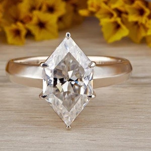 3.05 Ct Dutch Marquise Colorless Moissanite Ring Engagement Ring, Wedding Ring, Marquise Cut Ring, Elongated Marquise, Solitaire Ring