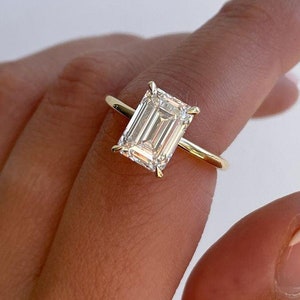 3,12 Ct Moissanite Smaragdschliff Verlobungsring, Moissanite Verlobungsring, Solitaire Smaragdschliffring