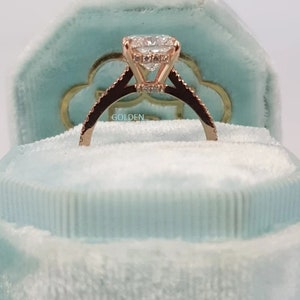 2.80 CT Ice Crushed Cushion Cut Ring, Engagement Wedding Ring, Moissanite Engagement Ring, Forever One, Square Cushion