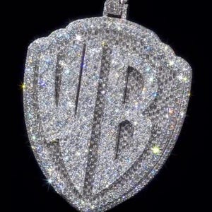 Colgante personalizado con moissanita auténtica y diamante Iced Out, collar hip hop de 10 cm, colgante personalizado de dos letras con detalles en baguette y mosaico, regalo para rapero.