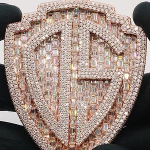 Colgante de hip hop helado hecho a medida / Colgante de moissanita gruesa / Plata 925 / Oro de 10 quilates / Joyería de moissanita hecha a mano personalizada