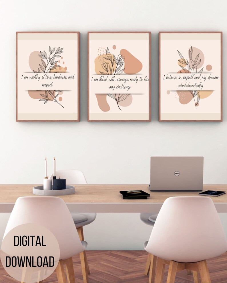 Boho Positive Affirmations Wall Art, Digital Download, Office Prints ...
