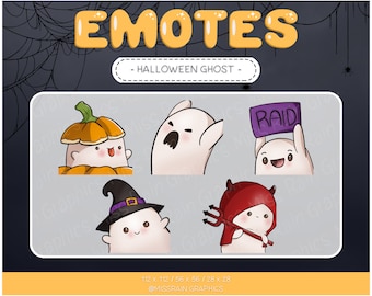 Halloween Ghost Emotes - schattige griezelige emote voor streaming, twitch, youtube, onenigheid, kawaii, pompoen, heks, duivel, digitale download