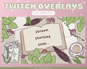 Animated Cozy Twitch Overlay - Cute overlay/screens for streaming, starting soon, ending, brb, offline, gameplay, just chatting, cottagecore