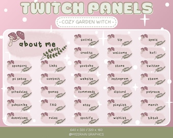 Cozy Garden Twitch Panels - Cute panels for streaming, twitch, discord, youtube, kawaii, cottagecore, pretty, autumn, mushroom