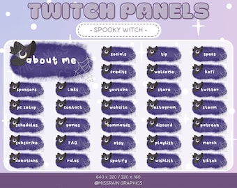Spooky Witch Twitch Panels - Cute panels for streaming, twitch, discord, youtube, kawaii, halloween, spooky, spiderweb, witchy, purple, dark