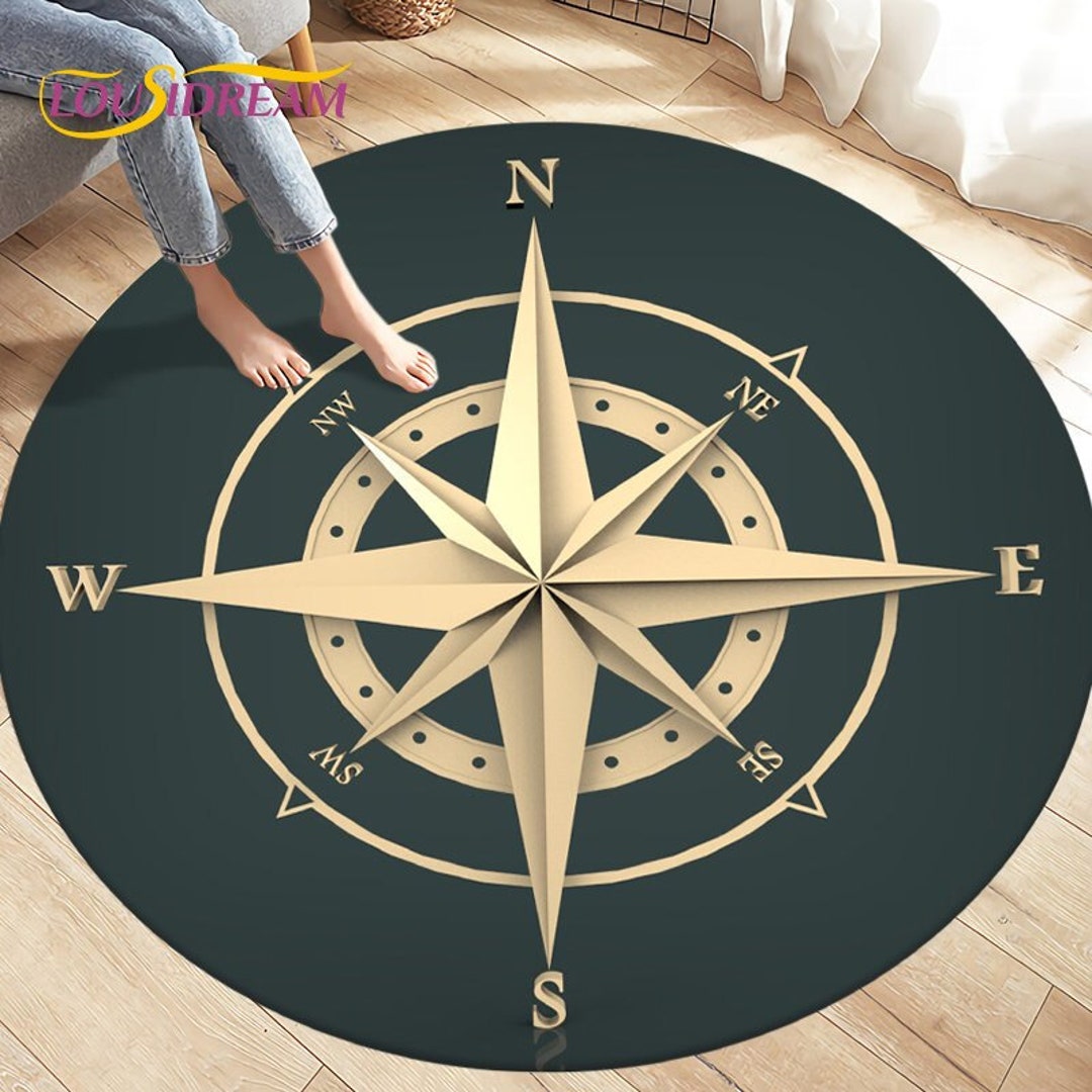 Compass Round Rug Carpet New Gift Carpet Custom Rugs 5 - Etsy
