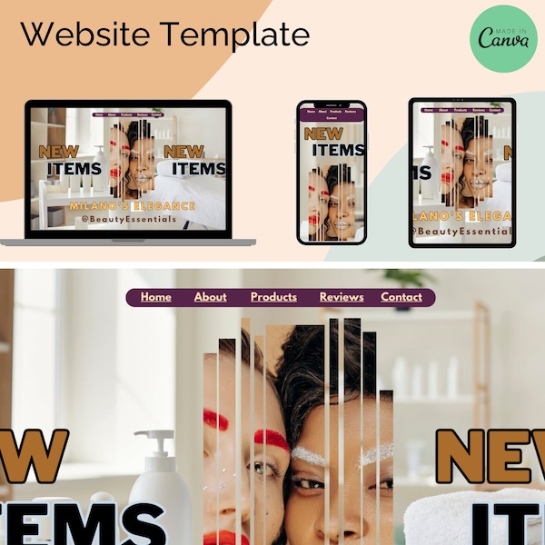 Canva Website Template, Beauty Website Template, Canva Beauty Website template ,Website Template, Canva Template, Esthetician Template