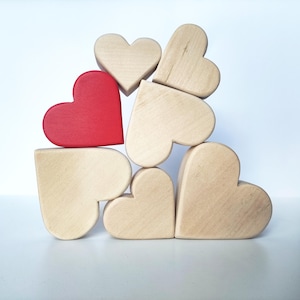 Puzzle Wooden Heart Set Toy Handmade Gift for Kids Stacker Toy Toddler Montessori Inspired Stacking Artisanal Toy for Valentine&#39;s Day Gift