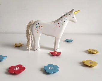 Handmade Wooden Unicorn Toy, Montessori Magic Animal Figurine