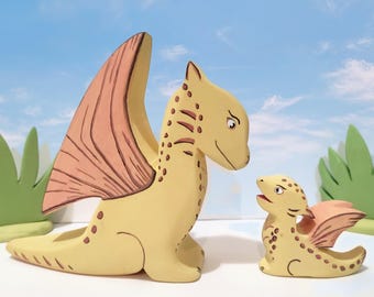 Drachenfigur aus Holz, Spielzeug für Mutter und Kind, Waldorf-Montessori-Märchenwesen, magische Elemente, Geburtstagsgeschenk, Weihnachtsgeschenk, Ostergeschenk