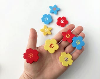 Handmade Wooden Spring Flowers Toy Set: Montessori Playset