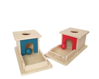 Montessori Object Permanence Box, Develop Permanence Skills, Wooden Toys for Babies and Todleres, Wooden Gifts