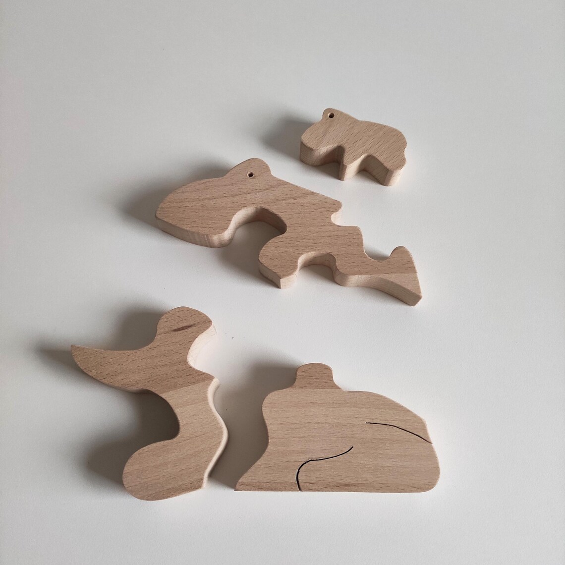 Wooden Puzzle Mother Frog and Baby Handmade Animal Jigsaw Toy ...
