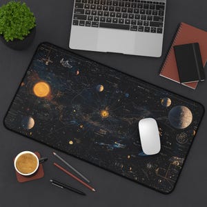 de bureau sur l'espace | tapis de souris d'univers | Tapis de bureau gaming Galaxy | Tapis de souris en néoprène | Accessoire de bureau | Cadeau cosmique image 2