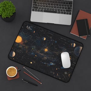 de bureau sur l'espace | tapis de souris d'univers | Tapis de bureau gaming Galaxy | Tapis de souris en néoprène | Accessoire de bureau | Cadeau cosmique image 3