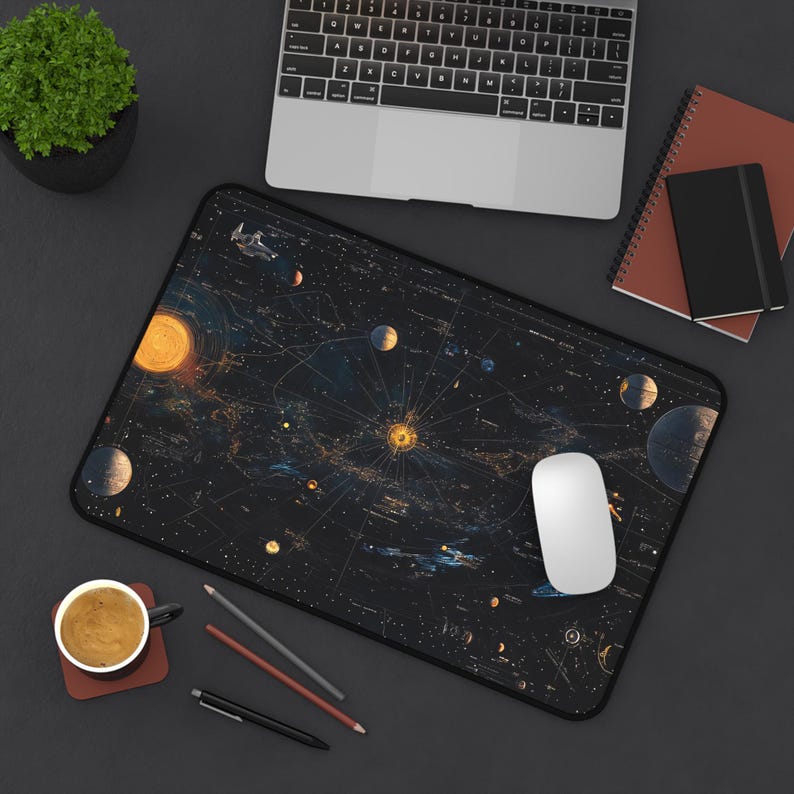 de bureau sur l'espace | tapis de souris d'univers | Tapis de bureau gaming Galaxy | Tapis de souris en néoprène | Accessoire de bureau | Cadeau cosmique image 3