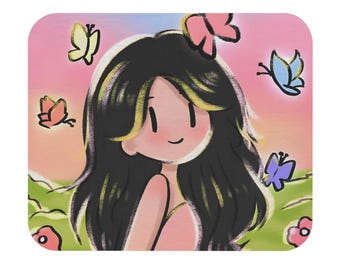 Cute Girl Mouse Pad | Anime Mouse Pad | Kawaii Awesome Small Pad | Trendy Pad | 9" x 8" | Office Deskmat | Kawaii Mousepad