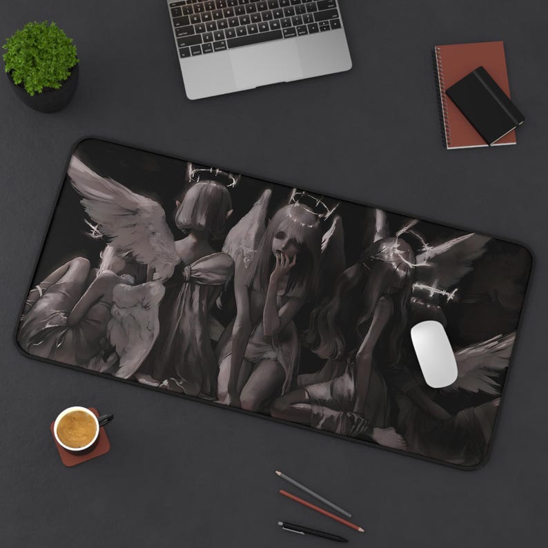 Angels Mousepad | Elegant Desk Accessory | Smooth Surface | Non-Slip Base | Unique Gift for Gamers | Artistic Mouse Pad image 1
