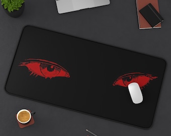 Anime Red Eye Black Deskmat | Character Mouse Pad | Gaming Desk Mat | Neoprene Mousepad | Office Desk Accessory | Anime Fan Gift